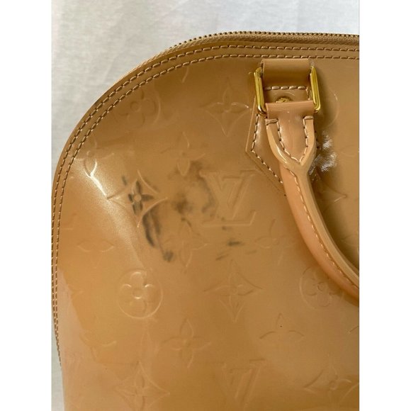 Authentic Louis Vuitton Beige Florentine Monogram Vernis Alma GM Bag Zip - Picture 7 of 12